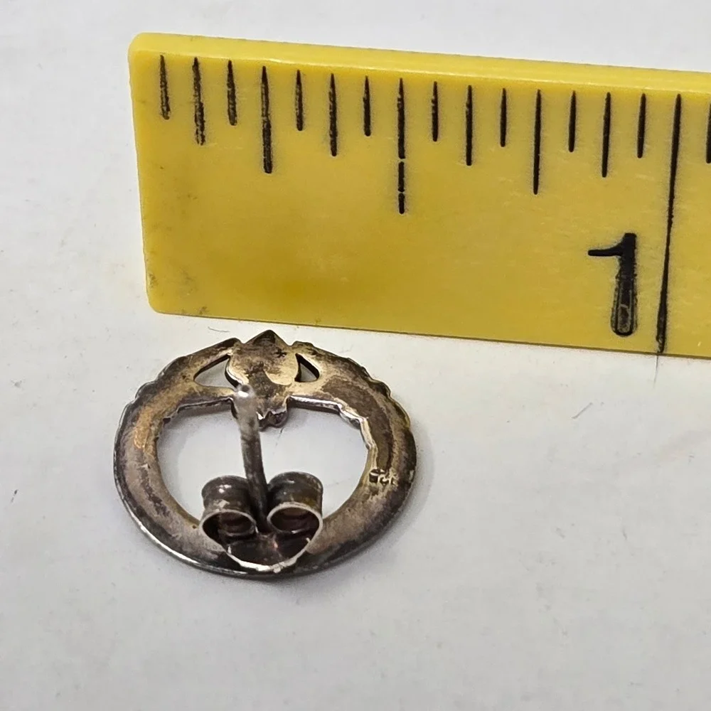 Vintage Sterling Silver Claddagh Hoop Stud Earring Irish Love Loyalty Friendship